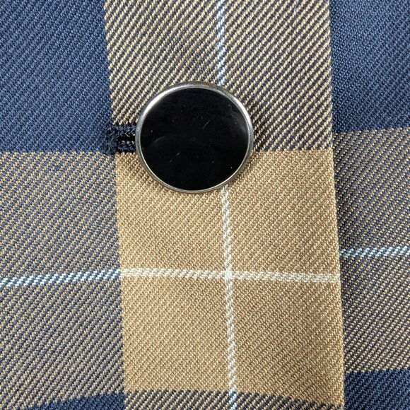 Atrium Collection Brown Navy Plaid Vintage Blazer High Neck Pockets Sz 11/12 - Picture 4 of 9
